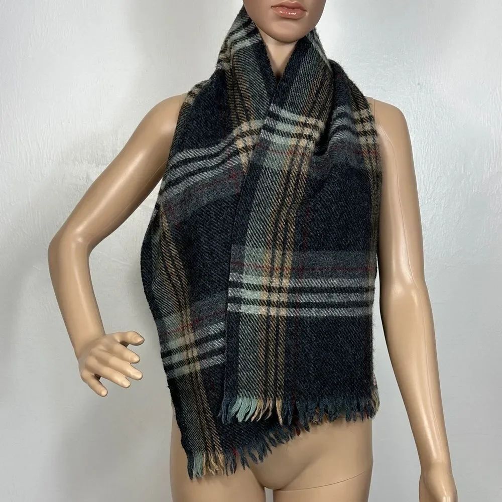 Handcraft Inc Vintage Plaid Scarf Woven In Scotland Of Shetland Wool